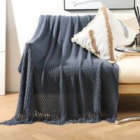 HKM-020115 Knitted Acrylic Nap Blanket with Tassels in Various Patterns and Sizes