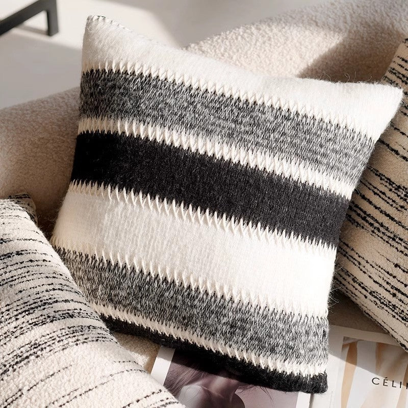 HKM-020179 Black and White Houndstooth and Checkerboard Decorative Pillow Collection, 45x45cm and 30x50cm Options