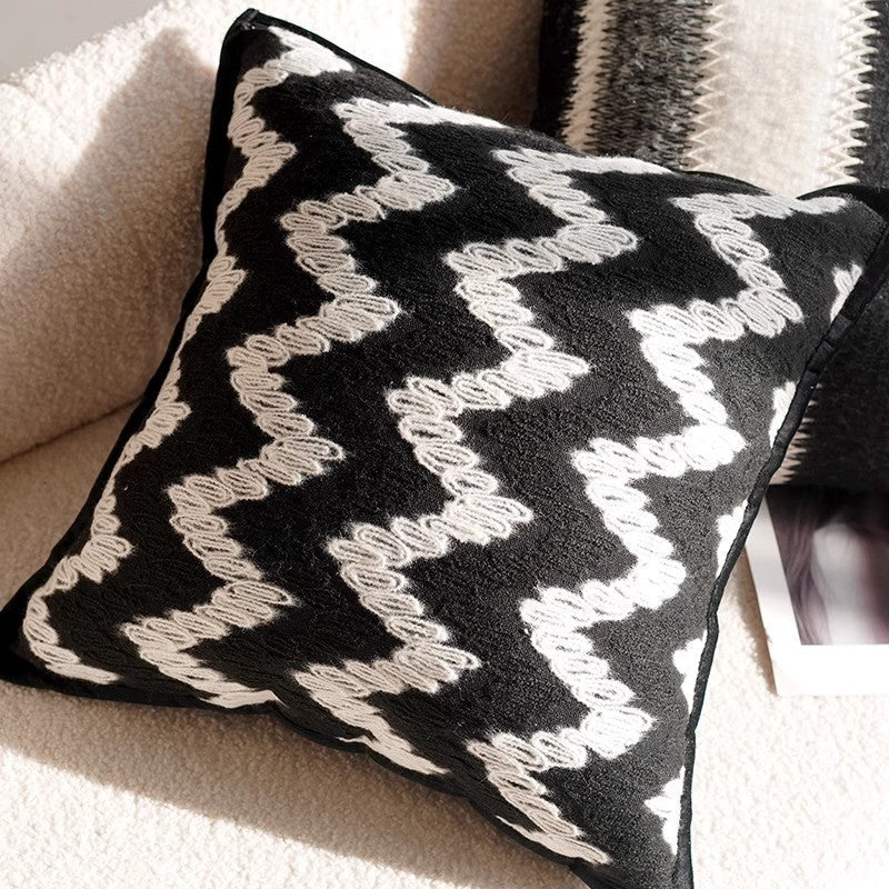 HKM-020179 Black and White Houndstooth and Checkerboard Decorative Pillow Collection, 45x45cm and 30x50cm Options