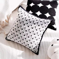 HKM-020179 Black and White Houndstooth and Checkerboard Decorative Pillow Collection, 45x45cm and 30x50cm Options