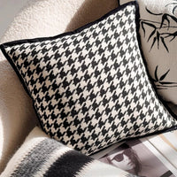 HKM-020179 Black and White Houndstooth and Checkerboard Decorative Pillow Collection, 45x45cm and 30x50cm Options