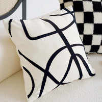 HKM-020179 Black and White Houndstooth and Checkerboard Decorative Pillow Collection, 45x45cm and 30x50cm Options