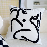 HKM-020179 Black and White Houndstooth and Checkerboard Decorative Pillow Collection, 45x45cm and 30x50cm Options