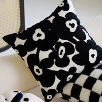 HKM-020179 Black and White Houndstooth and Checkerboard Decorative Pillow Collection, 45x45cm and 30x50cm Options