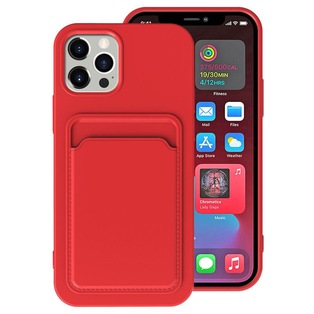 HKM-020307 Frosted TPU Phone Case with Card Holder for iPhone Models 7/8, X/XS, XR, 11, 12 Mini and SE2