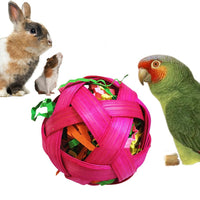 HKM-020307 Natural Bamboo Woven Toy Balls for Small Pets and Birds, 6cm Diameter, Pack of 3
