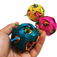 HKM-020307 Natural Bamboo Woven Toy Balls for Small Pets and Birds, 6cm Diameter, Pack of 3