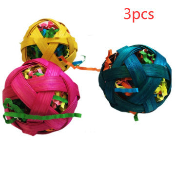 HKM-020307 Natural Bamboo Woven Toy Balls for Small Pets and Birds, 6cm Diameter, Pack of 3