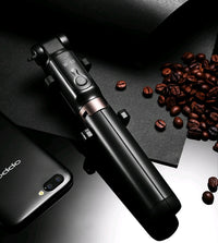 HKM-020435 Bluetooth Tripod Selfie Stick with Remote Control - Aluminum Alloy, Extendable 27.5cm to 195.5cm, Compatible with iPhone, Android, and More
