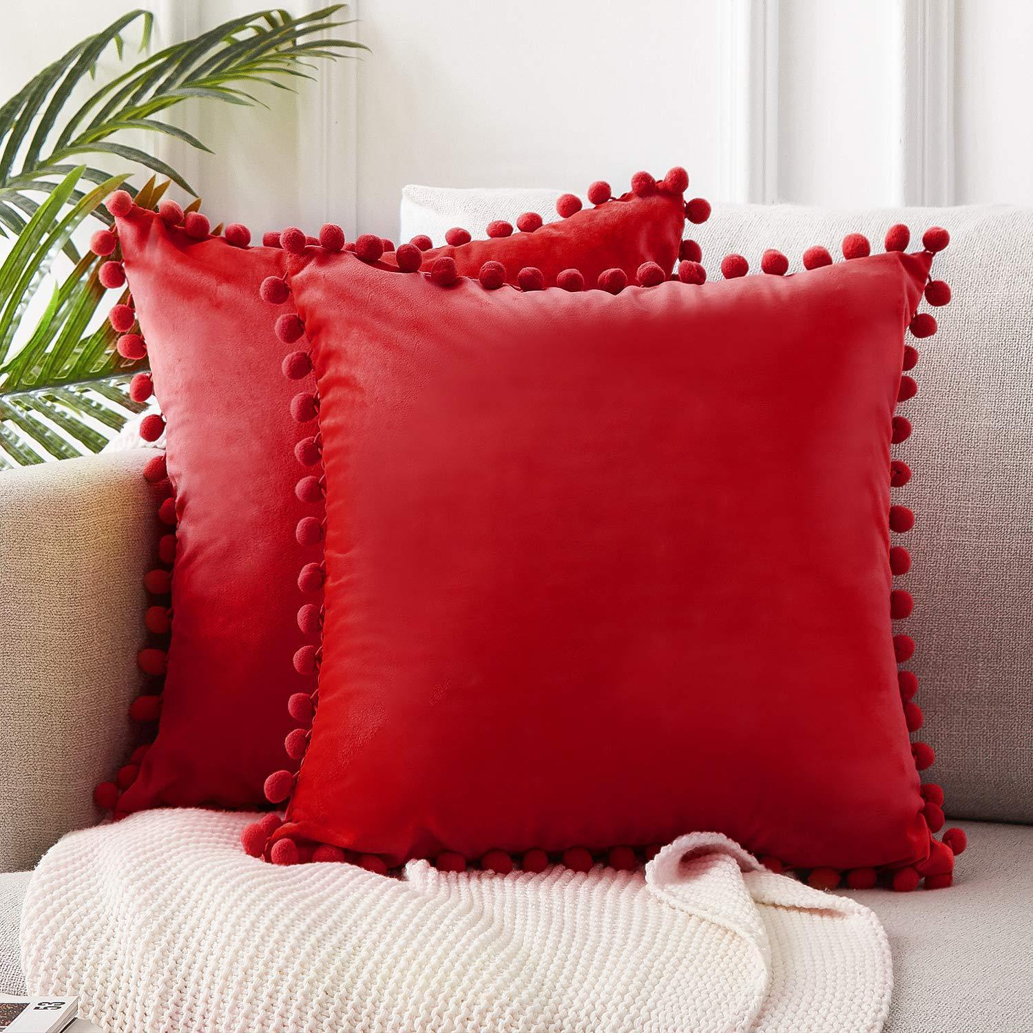 HKM-020435 Nordic Plush Solid Color Cushion Cover for Home and Office, 45x45 cm