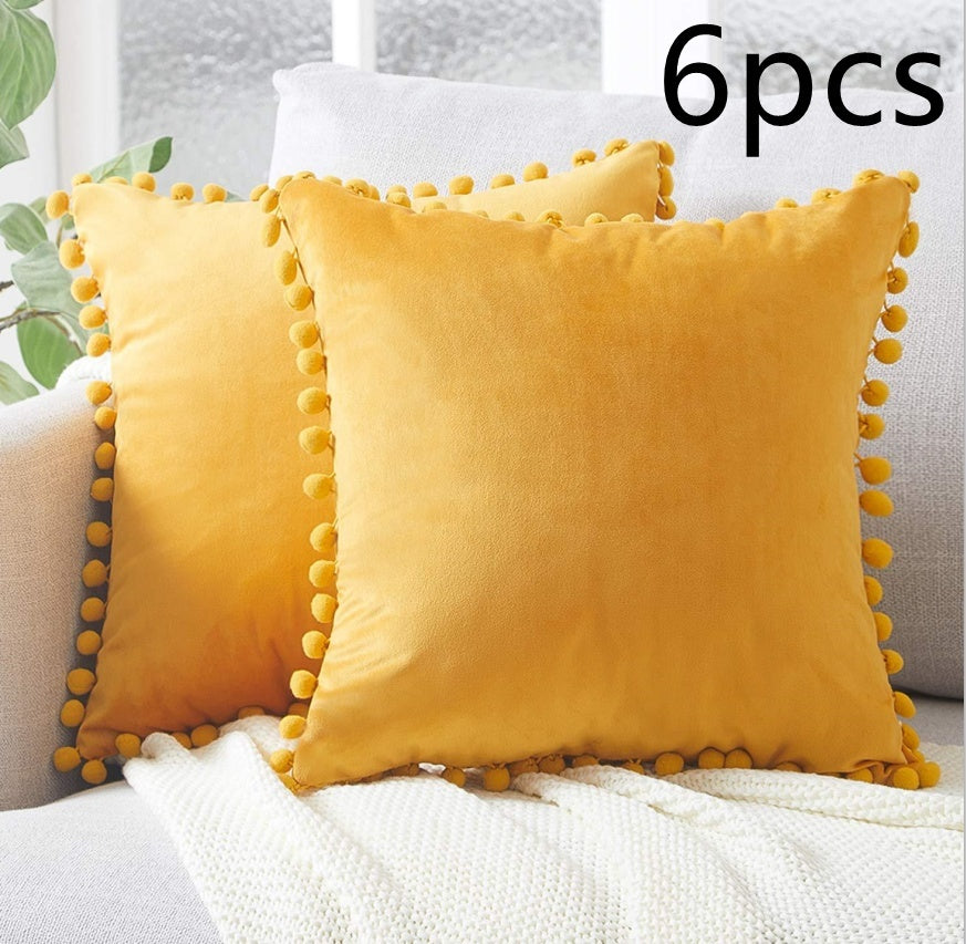 HKM-020435 Nordic Plush Solid Color Cushion Cover for Home and Office, 45x45 cm