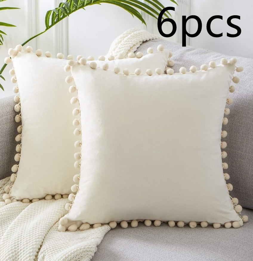 HKM-020435 Nordic Plush Solid Color Cushion Cover for Home and Office, 45x45 cm