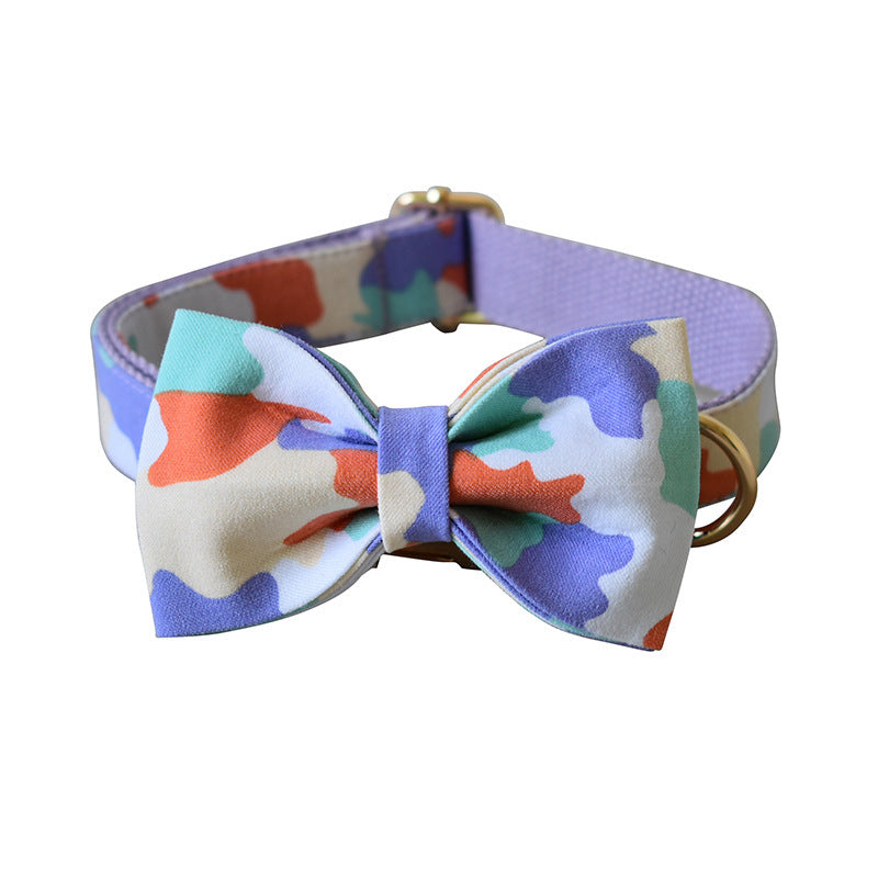 HKM-020563 Purple Camouflage Dog Bow Tie and Leash Set in Various Sizes