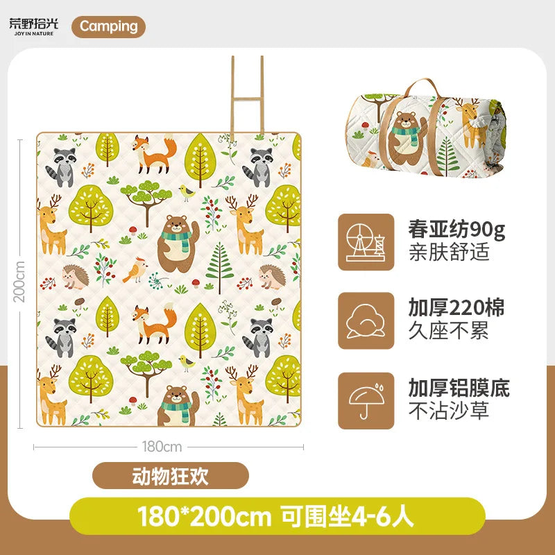 KTX-020563 Versatile Large Waterproof Green Oxford Cloth Mat for Outdoor Activities, Hiking, and Picnics