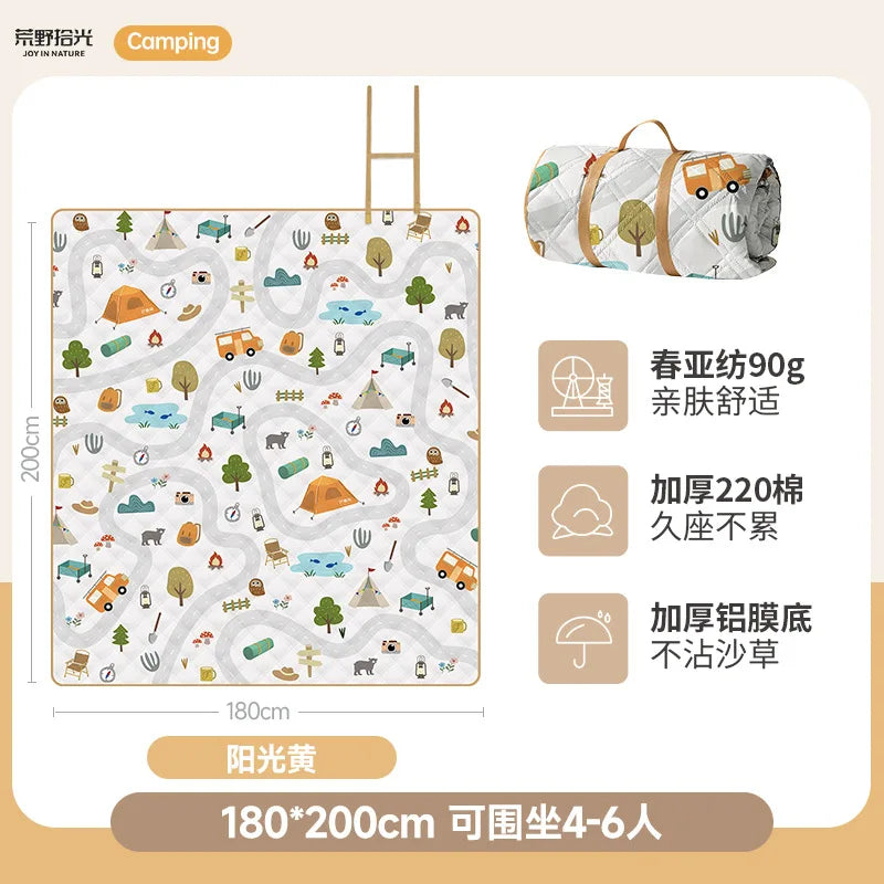 KTX-020563 Versatile Large Waterproof Green Oxford Cloth Mat for Outdoor Activities, Hiking, and Picnics