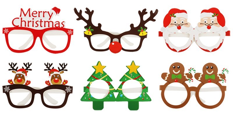 HKM-020819 3D Paper Christmas Glasses - Set of 9 Festive Laser Cut Design