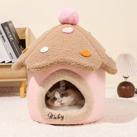 HKM-021011 Removable Cat Nest Pet House with Cozy Fabric Design - Available in Pink, Yellow/White, Red/White