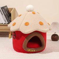 HKM-021011 Removable Cat Nest Pet House with Cozy Fabric Design - Available in Pink, Yellow/White, Red/White