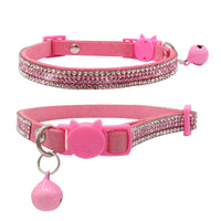 HKM-021075 Soft Suede Microfiber Cat Head Drill Collar with Safety Buckle - Adjustable Size Options (XS, S)