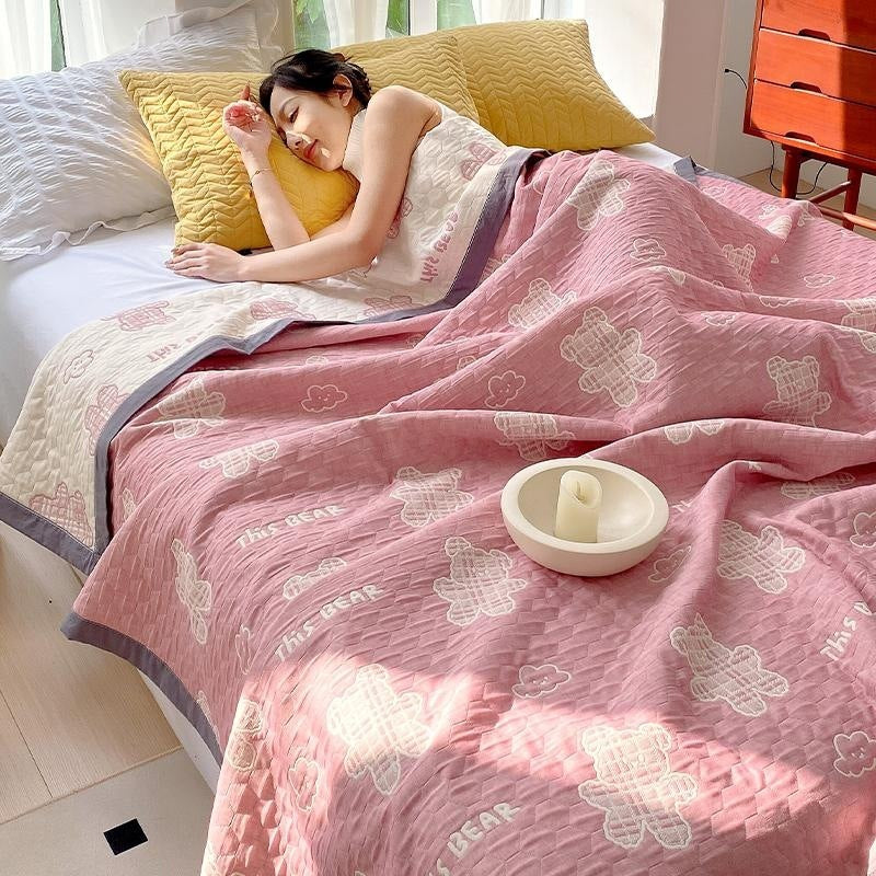 HKM-021203 Cotton Three-Layer Multi-Purpose Nap Shawl for Home and Office Use in Various Sizes