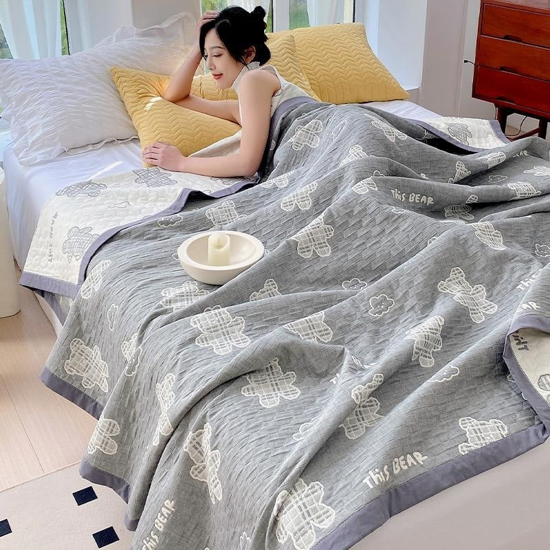 HKM-021203 Cotton Three-Layer Multi-Purpose Nap Shawl for Home and Office Use in Various Sizes