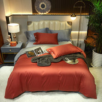 HKM-021203 Modern Plain Stitching 60 Pure Double Double Cotton Four-Piece Bedding Set - Available in Multiple Color Combinations