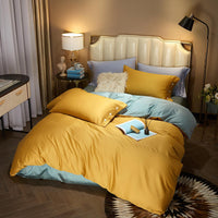 HKM-021203 Modern Plain Stitching 60 Pure Double Double Cotton Four-Piece Bedding Set - Available in Multiple Color Combinations