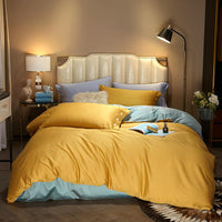 HKM-021203 Modern Plain Stitching 60 Pure Double Double Cotton Four-Piece Bedding Set - Available in Multiple Color Combinations