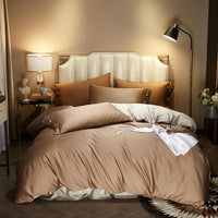 HKM-021203 Modern Plain Stitching 60 Pure Double Double Cotton Four-Piece Bedding Set - Available in Multiple Color Combinations