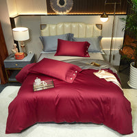 HKM-021203 Modern Plain Stitching 60 Pure Double Double Cotton Four-Piece Bedding Set - Available in Multiple Color Combinations