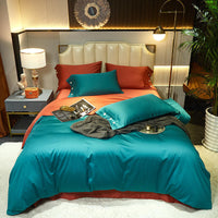 HKM-021203 Modern Plain Stitching 60 Pure Double Double Cotton Four-Piece Bedding Set - Available in Multiple Color Combinations