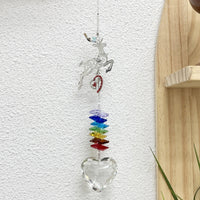 HKM-021331 Elk Rainbow Wind Chimes - Handmade Crystal Courtyard Decoration 31cm
