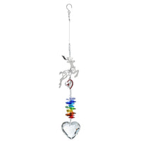 HKM-021331 Elk Rainbow Wind Chimes - Handmade Crystal Courtyard Decoration 31cm