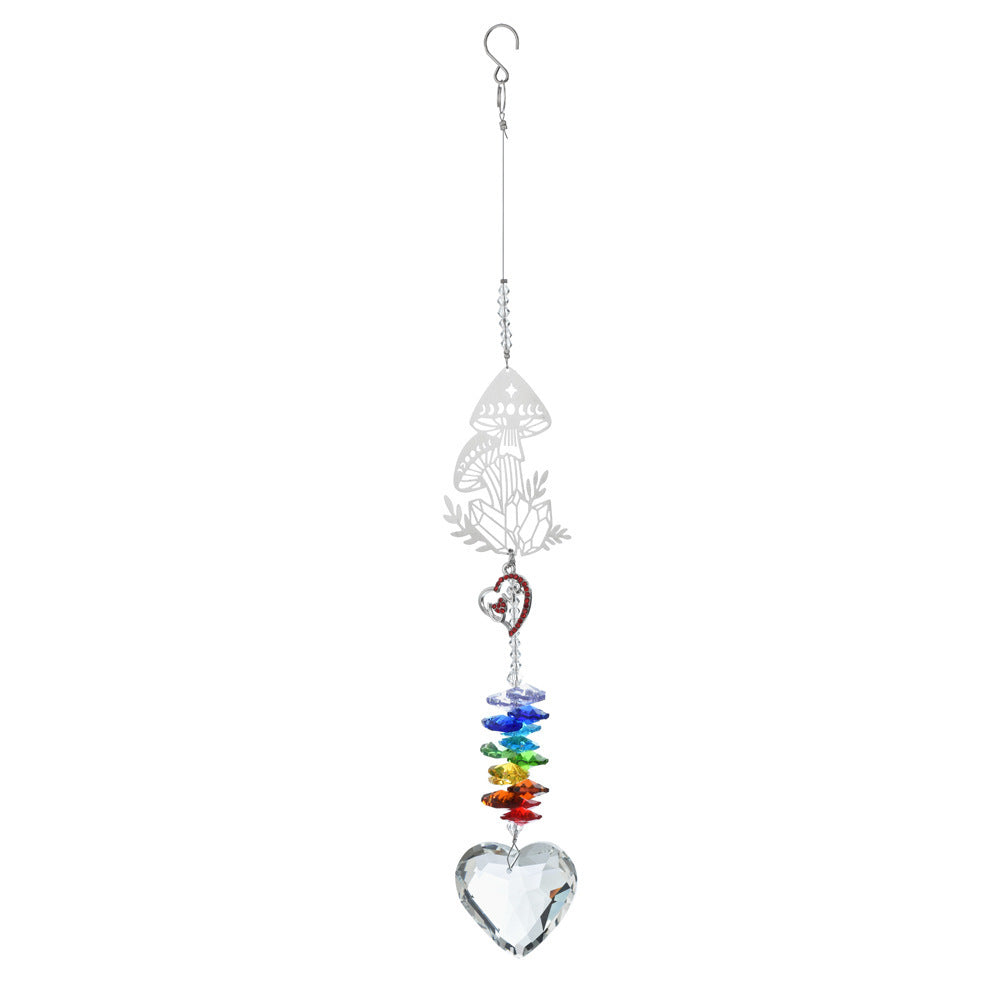 HKM-021331 Elk Rainbow Wind Chimes - Handmade Crystal Courtyard Decoration 31cm