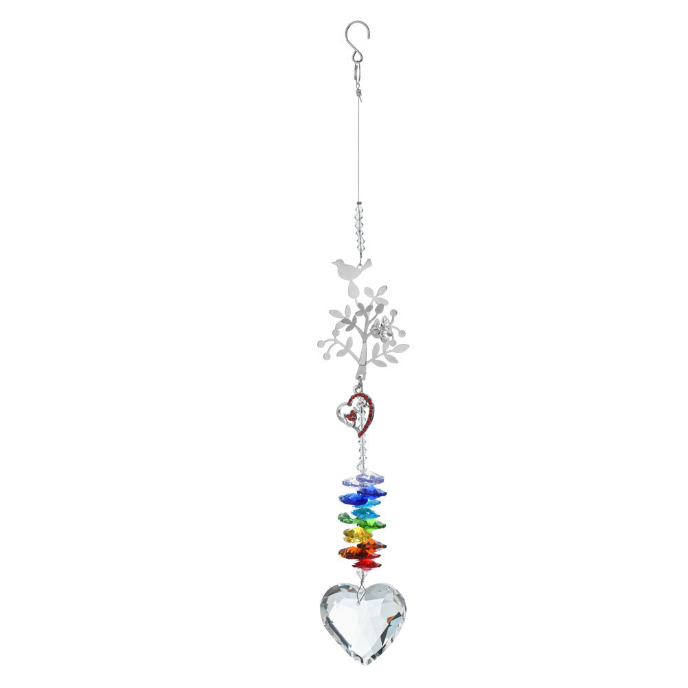 HKM-021331 Elk Rainbow Wind Chimes - Handmade Crystal Courtyard Decoration 31cm