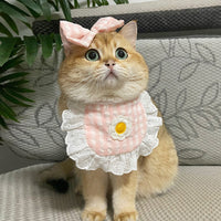 HKM-021459 Colorful Cat Lace Suit Scarf Bib with Floral and Plaid Designs for All Seasons
