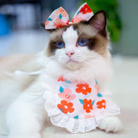 HKM-021459 Colorful Cat Lace Suit Scarf Bib with Floral and Plaid Designs for All Seasons