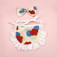 HKM-021459 Colorful Cat Lace Suit Scarf Bib with Floral and Plaid Designs for All Seasons