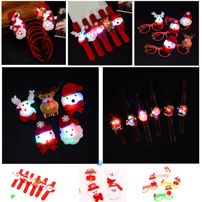 HKM-021971 Christmas Glow Flap Rings - Random Santa Claus & Snowman Designs for Kids' Fun & Decor