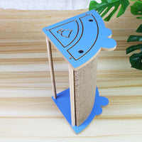 HKM-022035 Corner Cat Scratcher with Hanging Ball - Vertical Cardboard Pad for Indoor Cats, Durable and Space-Saving Design