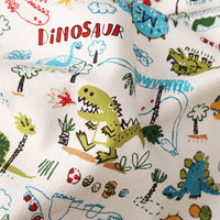 HKM-022035 Cotton Canvas DIY Fabric featuring Cute Cartoon Dinosaurs - Available in Blue and White, 110CMx45CM