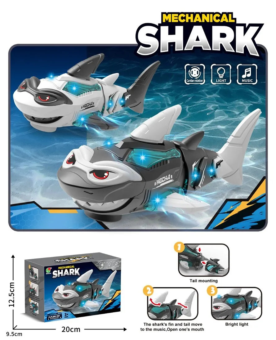 HKM-022163 Electric Universal Wheel Shark Toy with Lights and Music for Kids