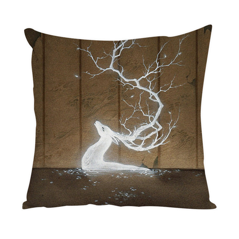 KTX-022163 Nordic Style Cute Animal Pattern Peach Skin Fabric Pillow Cover 45x45cm