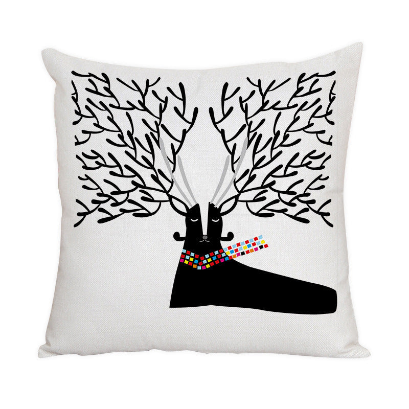 KTX-022163 Nordic Style Cute Animal Pattern Peach Skin Fabric Pillow Cover 45x45cm