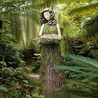 HKM-022291 Fern Fairy Statue with Hummingbird Bird Feeder – Elegant Resin Wall Decor for Courtyard and Garden