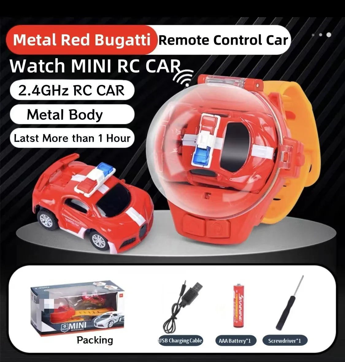 HKM-022355 2.4G Alloy Mini Remote Control Car with USB Rechargeable Battery for Kids