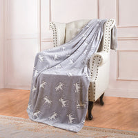 HKM-022355 Double-Sided Fluorescent Flannel Blanket - Soft Polyester, 152x127CM, Multiple Color Designs Available