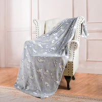 HKM-022355 Double-Sided Fluorescent Flannel Blanket - Soft Polyester, 152x127CM, Multiple Color Designs Available