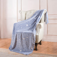 HKM-022355 Double-Sided Fluorescent Flannel Blanket - Soft Polyester, 152x127CM, Multiple Color Designs Available