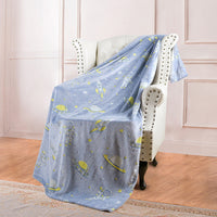 HKM-022355 Double-Sided Fluorescent Flannel Blanket - Soft Polyester, 152x127CM, Multiple Color Designs Available
